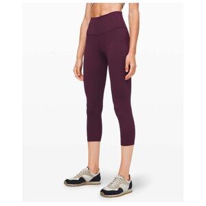 LULULEMON Wunder Under Heather Plum High Rise Crop Leggings